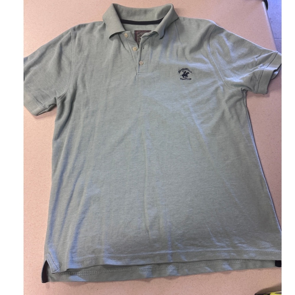 Beverly Hills Polo Club Mens Modern Fit Polo Shirt Mint Green Short Sleeve